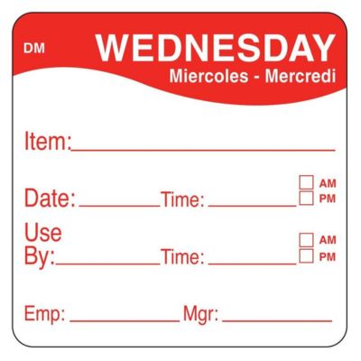 Wednesday removable 19mm day dot labels (roll/1,000)
