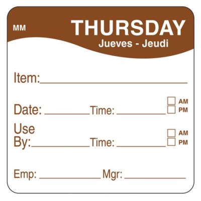 Thursday removable 19mm day dot labels (roll/1,000)