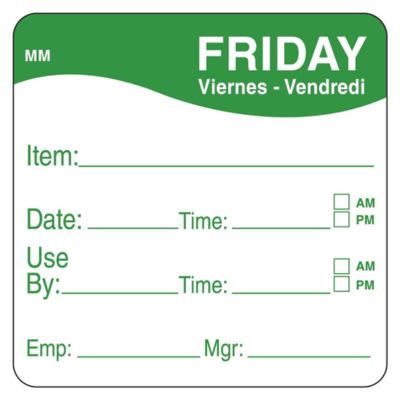 Friday removable 19mm day dot labels (roll/1,000)
