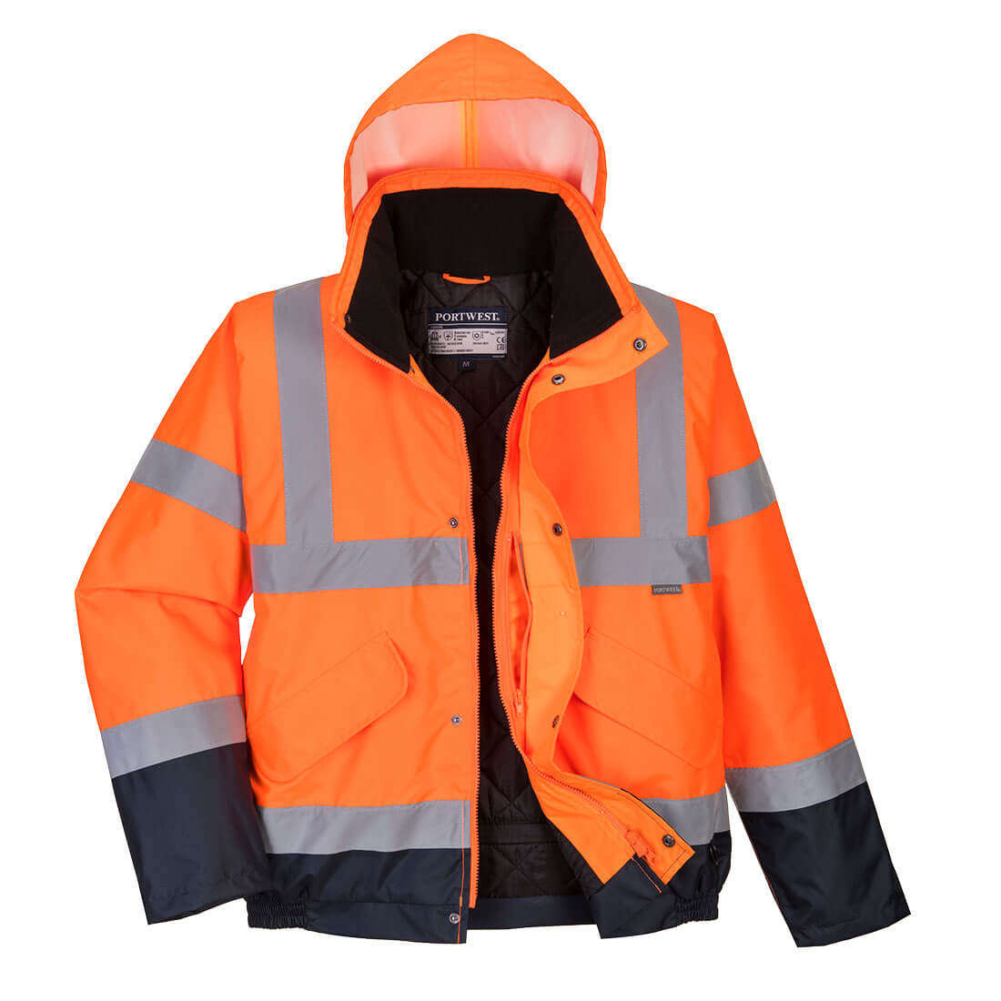 Hi-vis two tone bomber jacket rail spec orange l