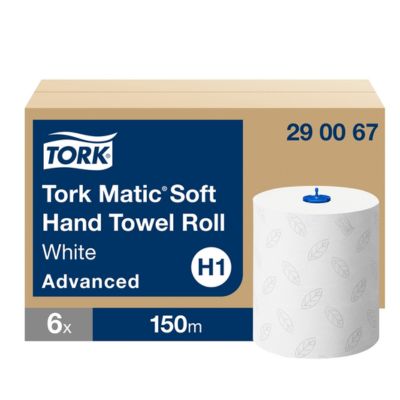 Tork matic soft hand towel roll 2 ply white 150m ctnx6