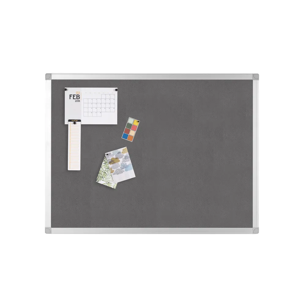 Q-connect aluminium frame felt noticeboard with fixing kit 1200x900mm grey 9700026