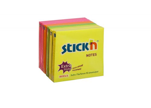 Extra sticky notes 76 x 76mm 90 sheets per pad yellow (pack 12)