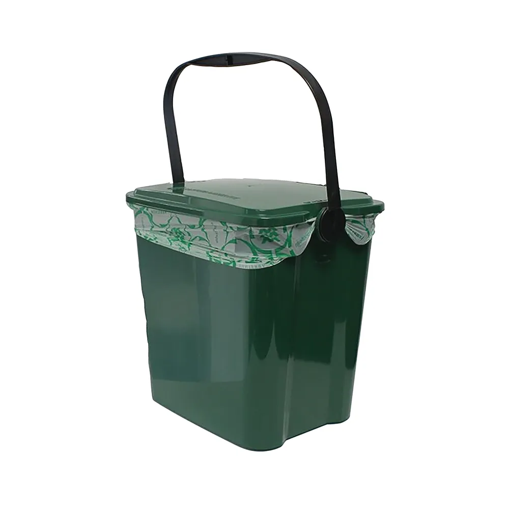 7l kitchen waste caddy with lid green