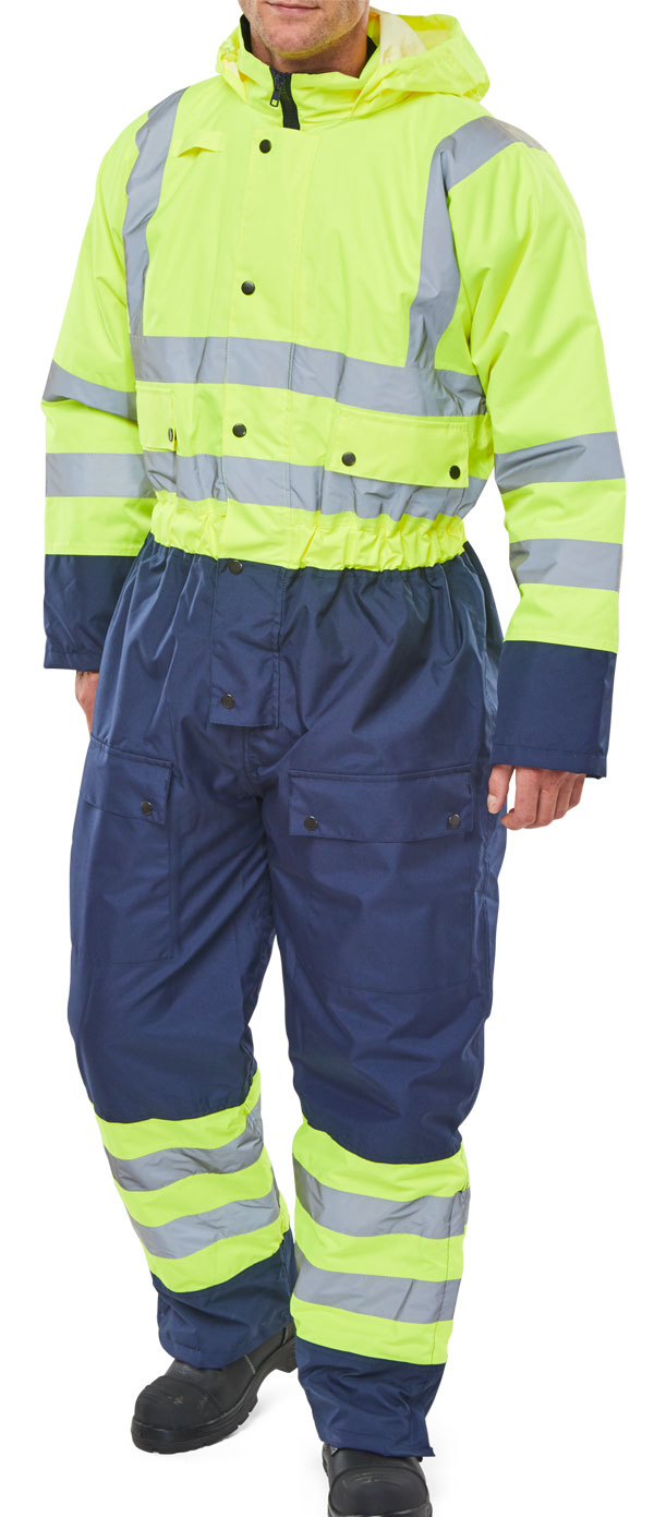 Two tone hi viz thermal waterproof coverall - small
