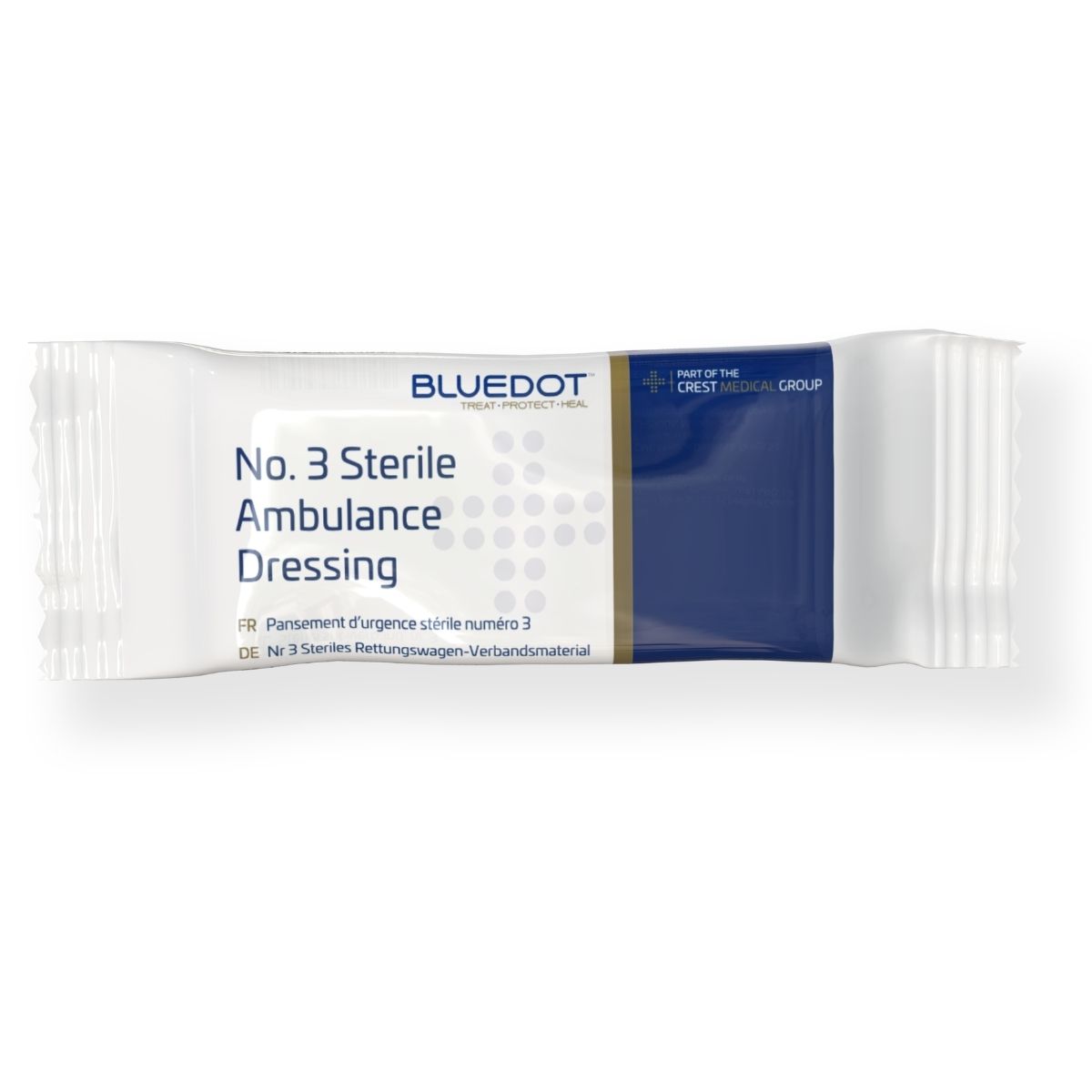 Blue dot no3 flow wrapped sterile ambulance dressing 280mm x 200mm (each)
