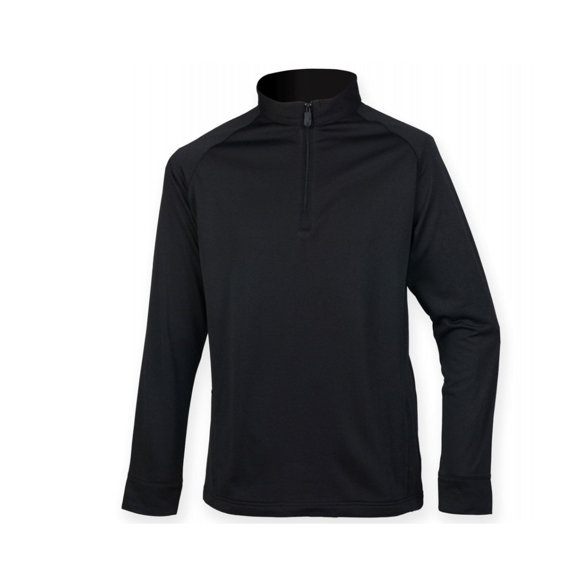 Black 1/4 zip top with wicking finish 