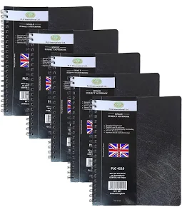 Wbound notebook ruled 140pg a4 black pack of 5
