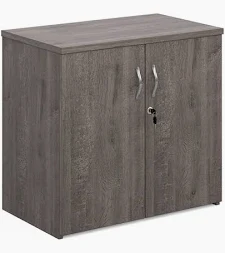 Universal double door cupboard 740mm high with 1 shelf - grey oak