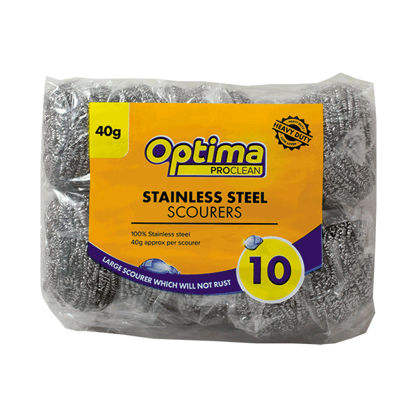 Optima proclean 40g xl st/steel scourer pack of 10