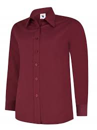 Uc711 - burgundy - xs - ladies poplin full sleeve shirt