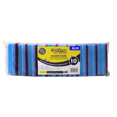 Optima proclean blue sponge scourer pack of 10 