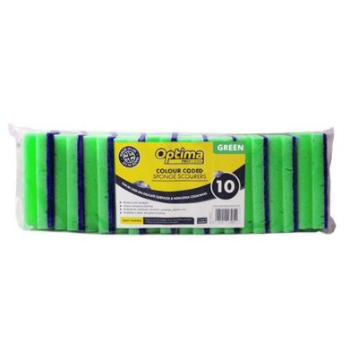 Optima proclean green sponge scourer pack of 10 