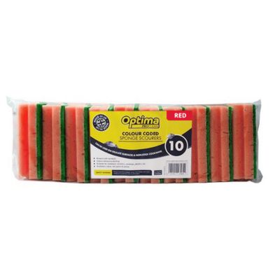 Optima proclean red sponge scourer pack of 10 