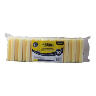 Optima proclean yellow sponge scourer pack of 10 