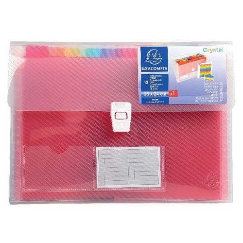 Exacompta crystal multipart expanding case 13 sections - bright assorted colours 