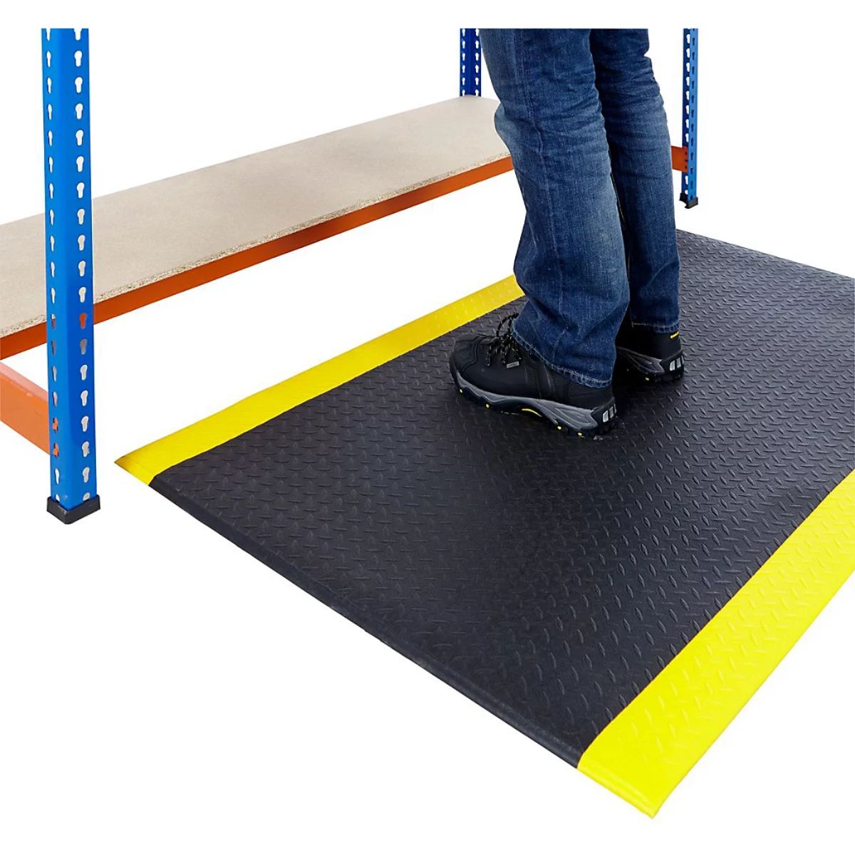 Anti-fatigue safety mat 1500w x 900d mm mm checker plate surface