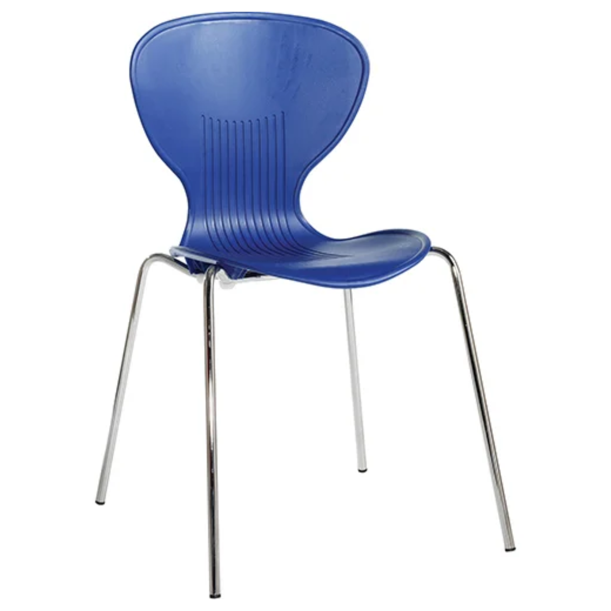 Sienna stacking chair with chrome legs in blue (pack of 4)