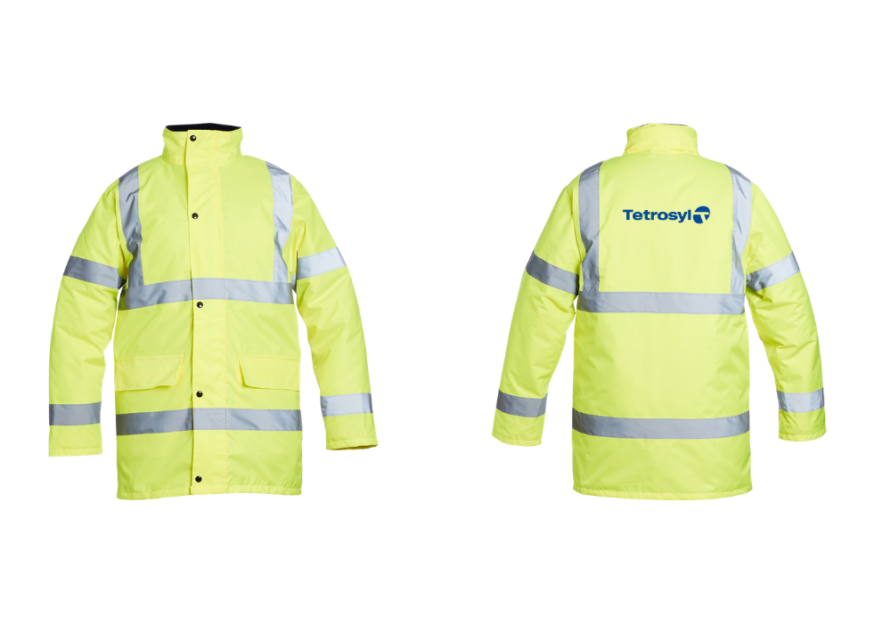 Tetrosyl printed hi visibility coat yellow xl