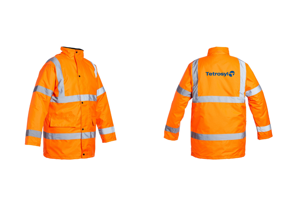 Tetrosyl printed hi-vis coat - orange small