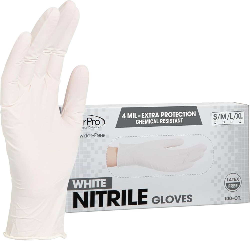White nitrile gloves - medium