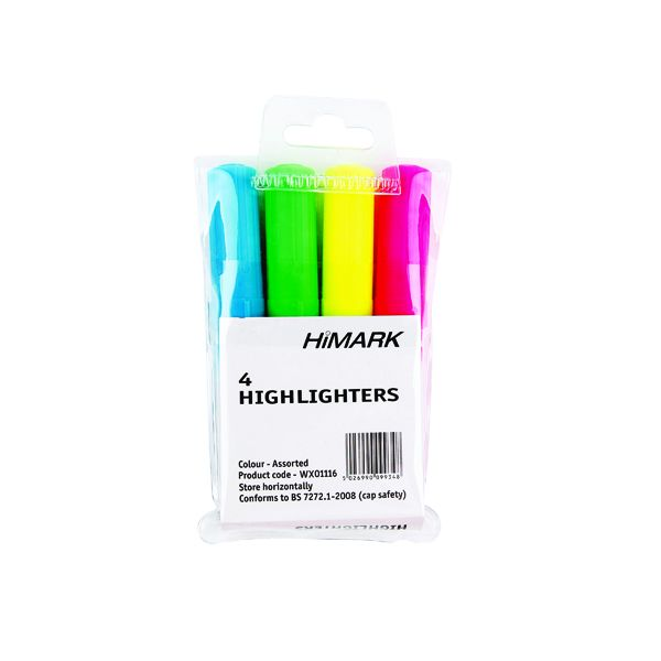 Hi-glo highlighters assorted pack of 4