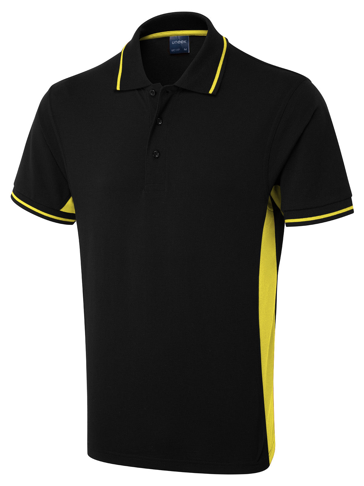 Uc117 - black/yellow - xl - 200 gsm two tone polo shirt