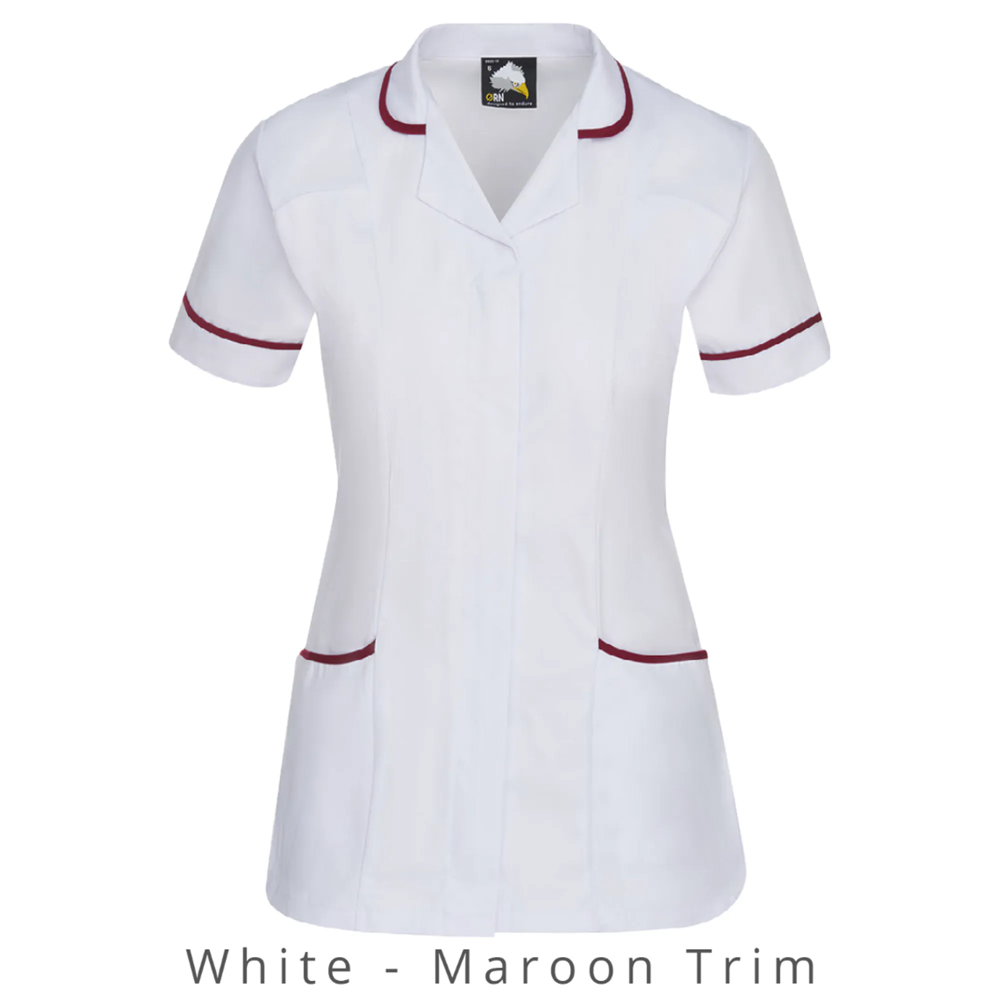 Florence classic tunic - white/maroon trim - size 12